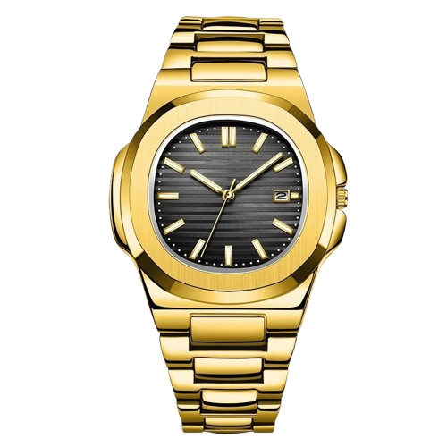 Tickscents watch with black dial and gold-tone details